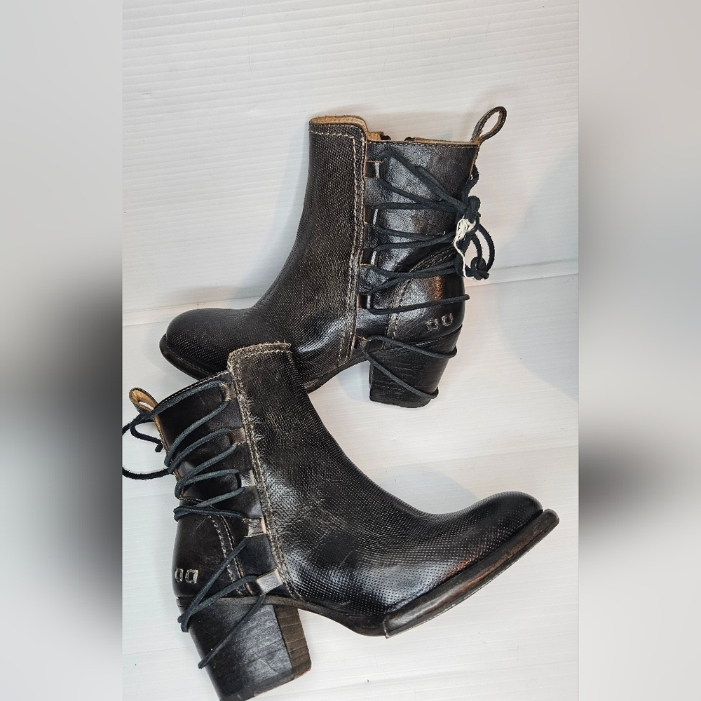 Bed Stu Blaire Graphito Rustic Leather Western Lace-Up Ankle Boots Size 7 - Picture 4 of 11